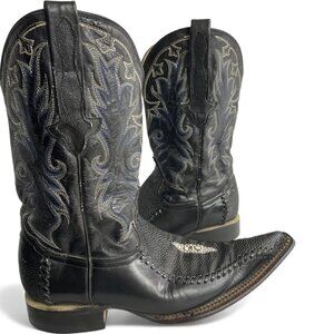 Aguila Real Leather Western Cowboy Pointy Black Boots Men's 7.5